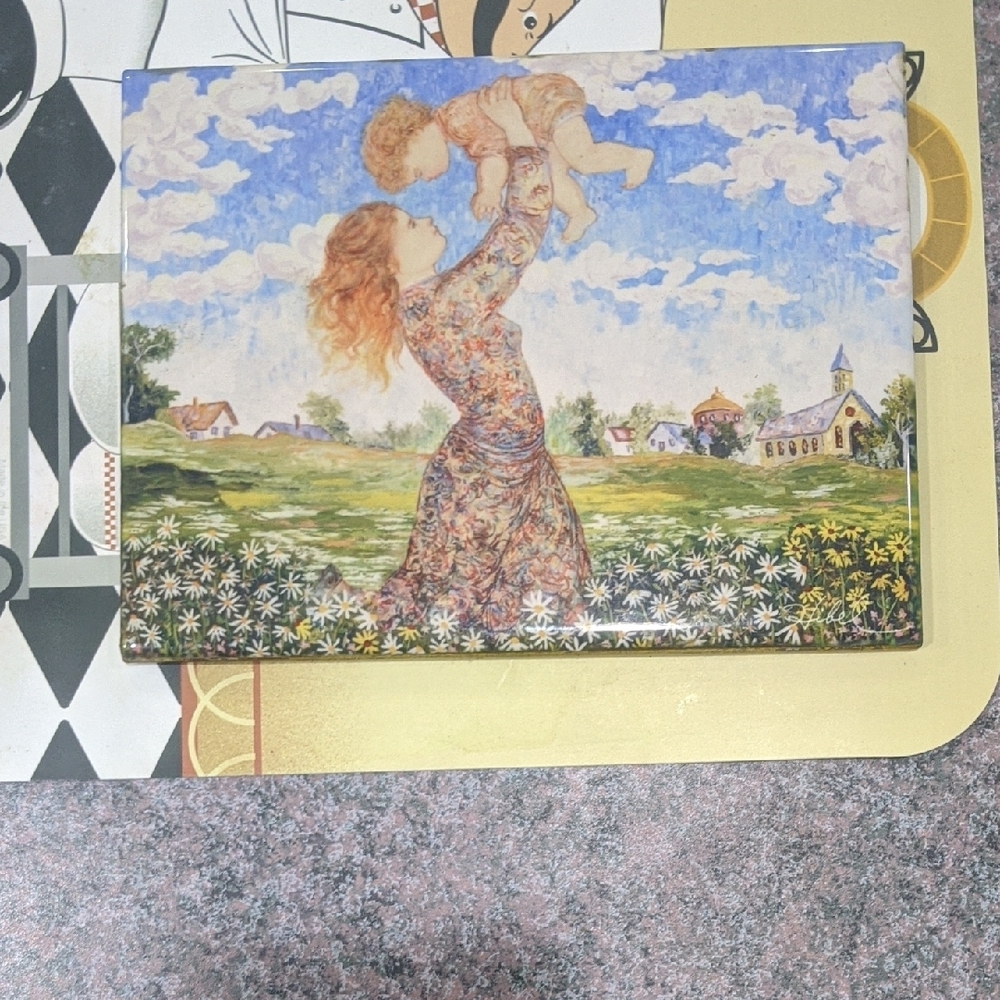 Floral Art Print with Mother and Child